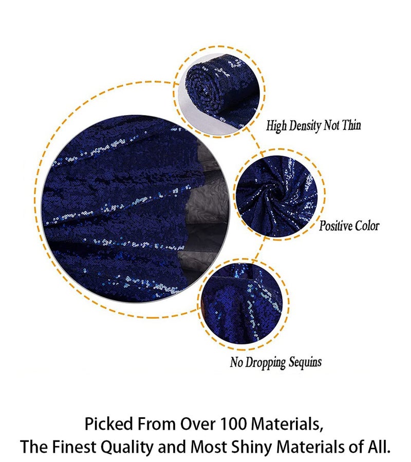 ShiDianYi 6 Feet 2 Yards-Navy Blue-Sequin Fabric, by The Yard, Sequin Fabric, Tablecloth, Linen, for Xmas Decor (2 Yard, Navy Blue) - Image 2